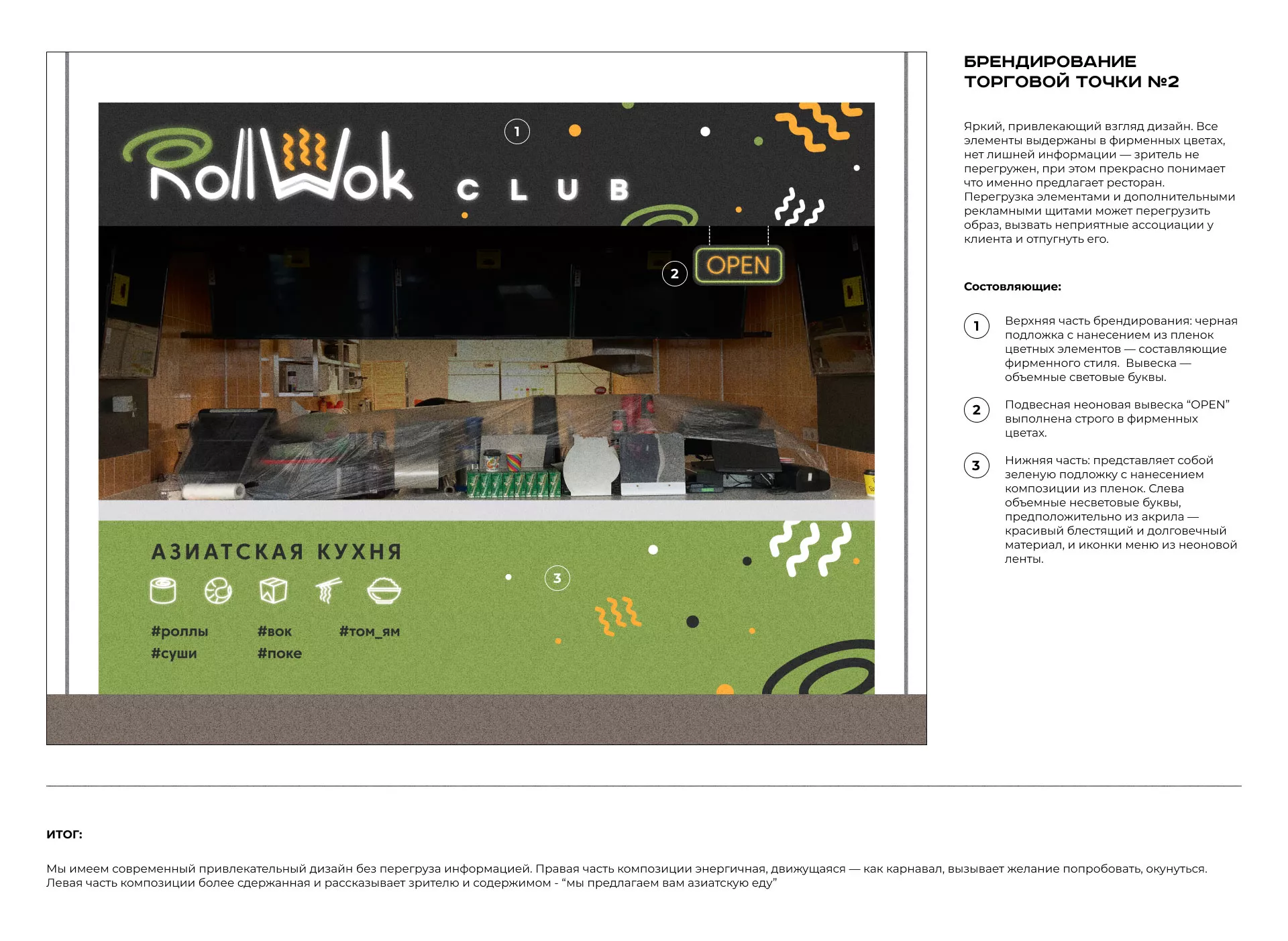 Брендирование торговых точек суши-бара «Roll Wok Club» в Сычёвке